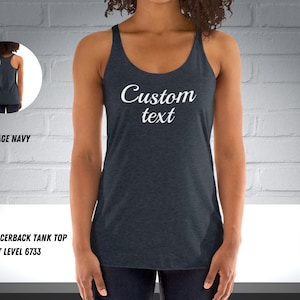 Custom Text Racerback-tanktop dames: gepersonaliseerde trainingskleding
