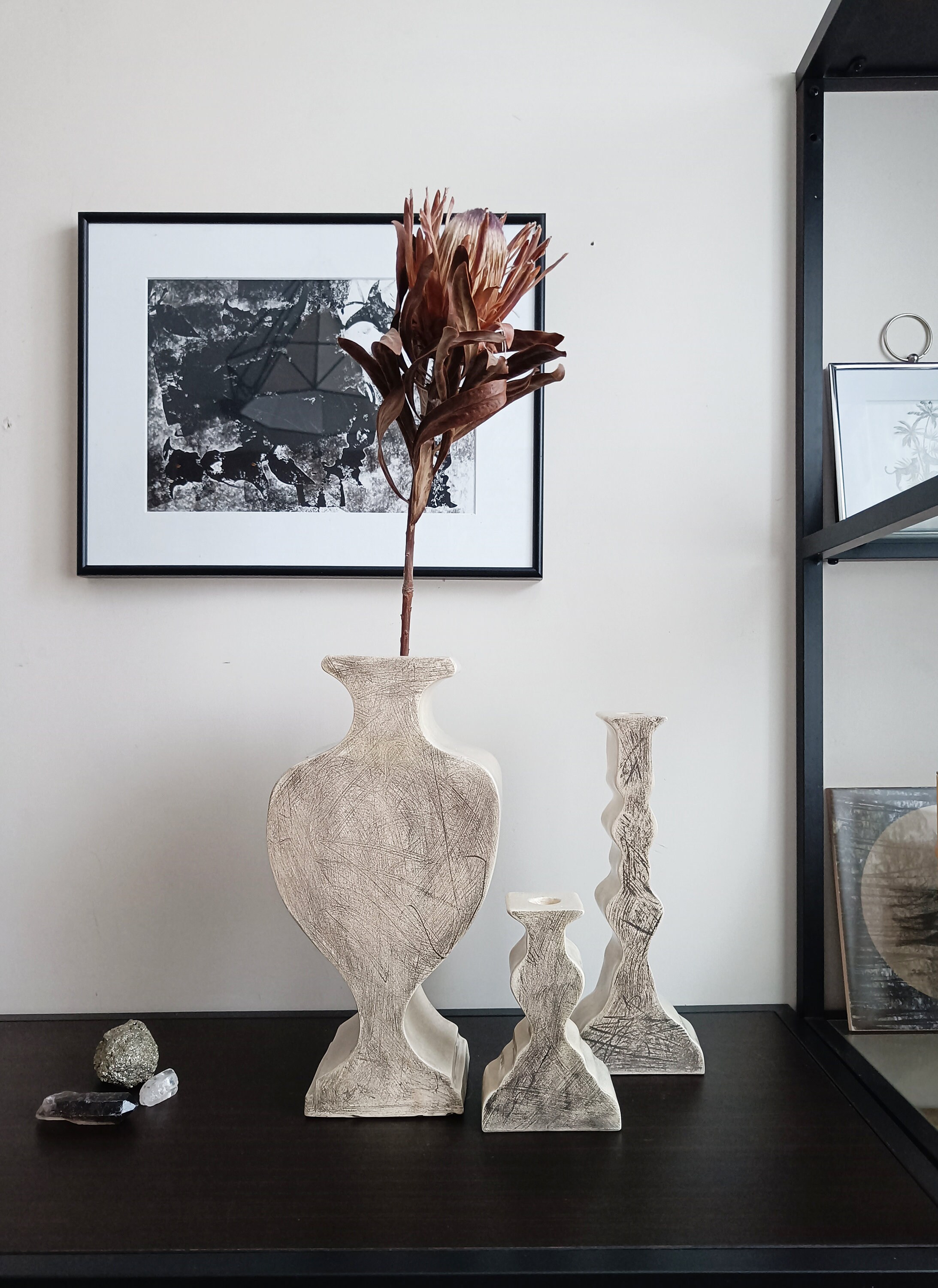 Ceramic Interior Accesories Set of Table Lamp, Vase and Two ...