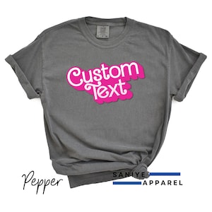 Comfort Colors Custom Text Doll Theme Shirt Personalized Unisex Pink Party Tee Customizable Name Fun Shirt for All Ages Custom Birthday Gift