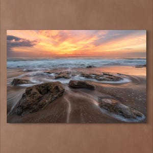 Florida / Spiaggia / Marineland / Decorazione murale, Paesaggio marino all'alba, Stampa oceano, Decorazione per la casa, Cielo colorato, Fotografia digitale, Carta artistica d'archivio