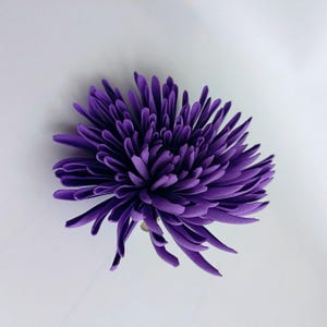 Elegant Purple Chrysanthemum Brooch - Large Handmade Floral Lapel Pin for Women