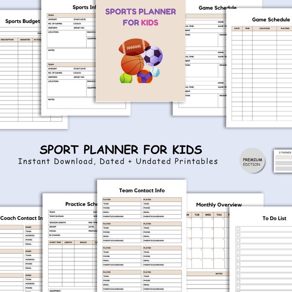 Kids Sports Planner Journal, Activity Tracker, Schedule Organizer, Children's Agenda