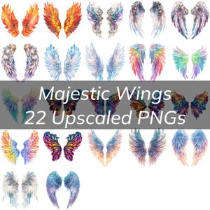 Pacote de clipart de asas majestosas - Asas lindamente ilustradas em estilo aquarela caprichoso