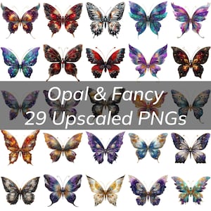Paquete de imágenes prediseñadas de mariposas opalescentes y elegantes: colección PNG vibrante para proyectos creativos