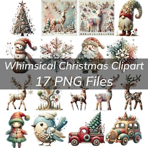 Wunderliche Weihnachten Clipart Bundle - süße entzückende PNG Dateien für Urlaub Handwerk und Dekoration