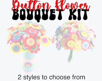 DIY Button Flower Bouquet Kit | Kids Spring Art Project | Handmade Gift Activity | Easy Flower Making Set