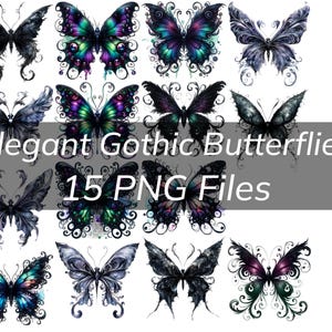 Elegantes Gothic Schmetterlinge Clipart Bundle - Mystische PNG Designs für einzigartige Kunst und Handwerksprojekte
