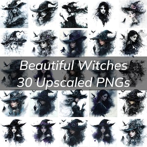 Zauberhaftes Hexen Clipart Bundle - Künstlerische Illustrationen von mystischen Charakteren im Gothic Stil