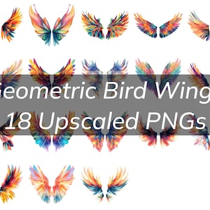 Lebendige Geometrische Vogel Flügel Clipart Bundle PNG für Kreative Projekte - Künstlerische Designs für Freiheit und Schönheit