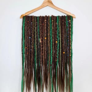 Brown and green dreadlocks Viking dreads Mix of brown & green сrochet boho dreads Forest dreadlocks Green brown fake DE SE dreads extensions