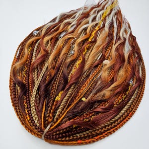Ginger orange boho style curly and smooth dreadlocks Amber crochet dreads with loose curly ends DE/SE hair extensions wavy dreads & braids