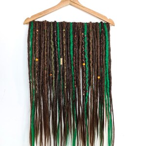 Synthetic dreads mix of brown green crochet dreadlocks Green brown fake dreads extensions Brown crochet dreads mixed with green dreadlocks