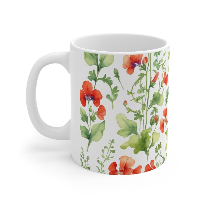 Floral Coffee Mug, Flower Mug, Elegant Kitchen Decor, Gift for Her