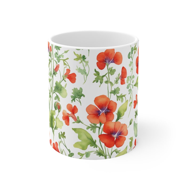 Floral Coffee Mug, Flower Mug, Elegant Kitchen Decor, Gift for Her