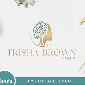 Mind Tree Canva Logo Template, Psychology Editable Logo Design, Life Coach Logo, Mental Health Logo, Brain Therapy Logo, Woman Tree DIY Logo
