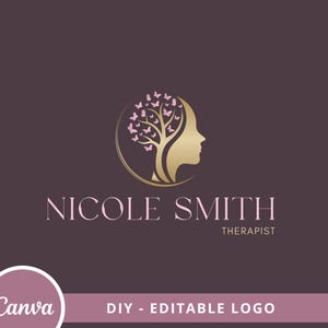 Butterfly Mind Tree Canva Logo Template, Psychology Editable Logo, Life Coach Logo, Mental Health Logo, Brain Tree Logo, Woman Tree DIY Logo