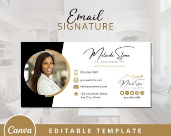 Realtor Email Signature Template, Business Email Footer (DIY Canva)