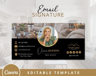 Realtor Email Signature Template, DIY Canva Design (Digital Download)