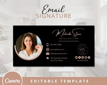 Realtor Email Signature Template, Modern Business Design (Canva Digital Download)