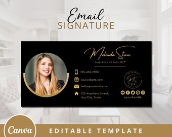Real Estate Email Signature Template Canva, Realtor Email Signature, Business Gmail Signature, DIY Email Footer Design, Digital Download.