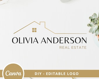 Real Estate DIY Logo Design, Editable Canva Logo Template, Realtor Logo Design, Guest House Logo, Real Estate Agent Branding Instant Access