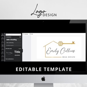 Real Estate Logo Design, Luxury House Editable Canva LogoTemplate, DIY Realtor Key & House Logo, Real Estate Agent Branding, Instant Access image 7