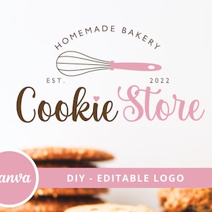 Bakery Canva Logo Template, Cookie Editable Logo, Small Business Baker Logo, Dessert Maker Logo, Handmade Bakery Logo, Homemade Cookies Logo