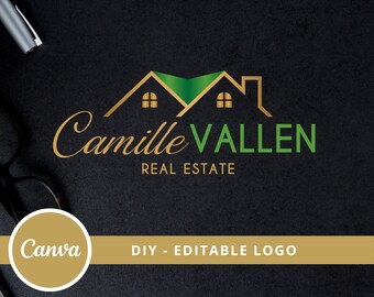 Real Estate Editable Logo Design, House Roof Canva Logo Template, Realtor Luxury House Logo, Real Estate Agent Branding, Instant Access.