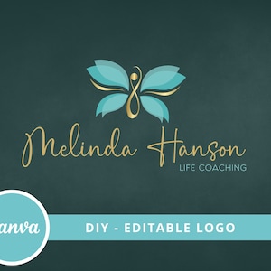 Butterfly Infinity DIY Edytowalne Logo, Wellness Spiritual Canva Logo Template, Joga, Coaching, Spa, Psychologia. Healing Canva Logo Design.