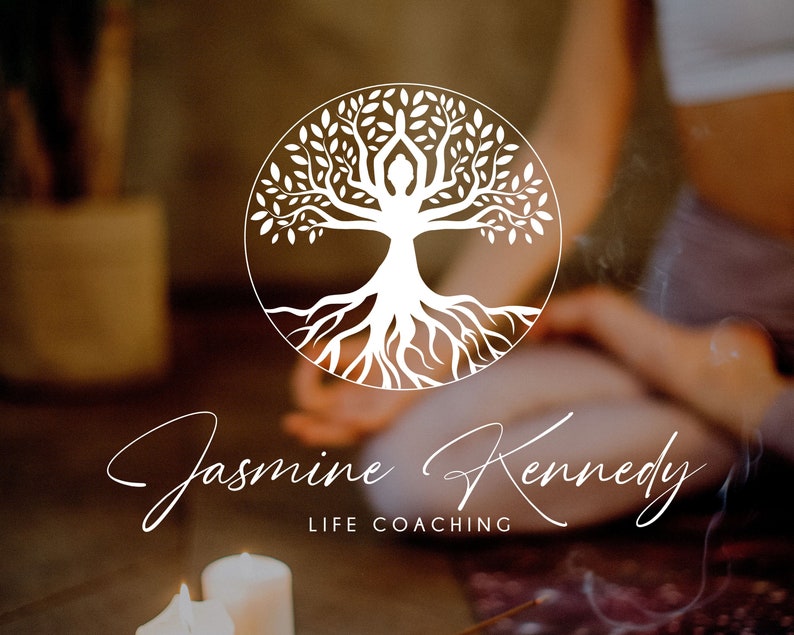 Tree of Life Editable Logo, Wellness Canva Logo Template, Life Coach, Yoga, Psychology, Healing Logo, Meditating Human Logo, Tree Woman Logo image 7