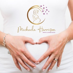 Doula Editable Canva Logo Template, Midwifery Premade Logo Design, DIY Pregnancy Logo, Pregnant Healthy Logo Design, Pregnant Woman Logo. image 9
