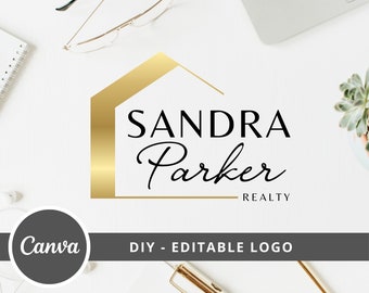 Realty Modern House Logo, Editable Canva Logo Template, Realtor Logo Design, Guest House Logo, Real Estate Agent Branding, Instant Access.