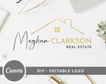 Real Estate DIY Logo Design, Editable Canva Logo Template, Realtor Logo Design, Guest House Logo, Real Estate Agent Branding Instant Access