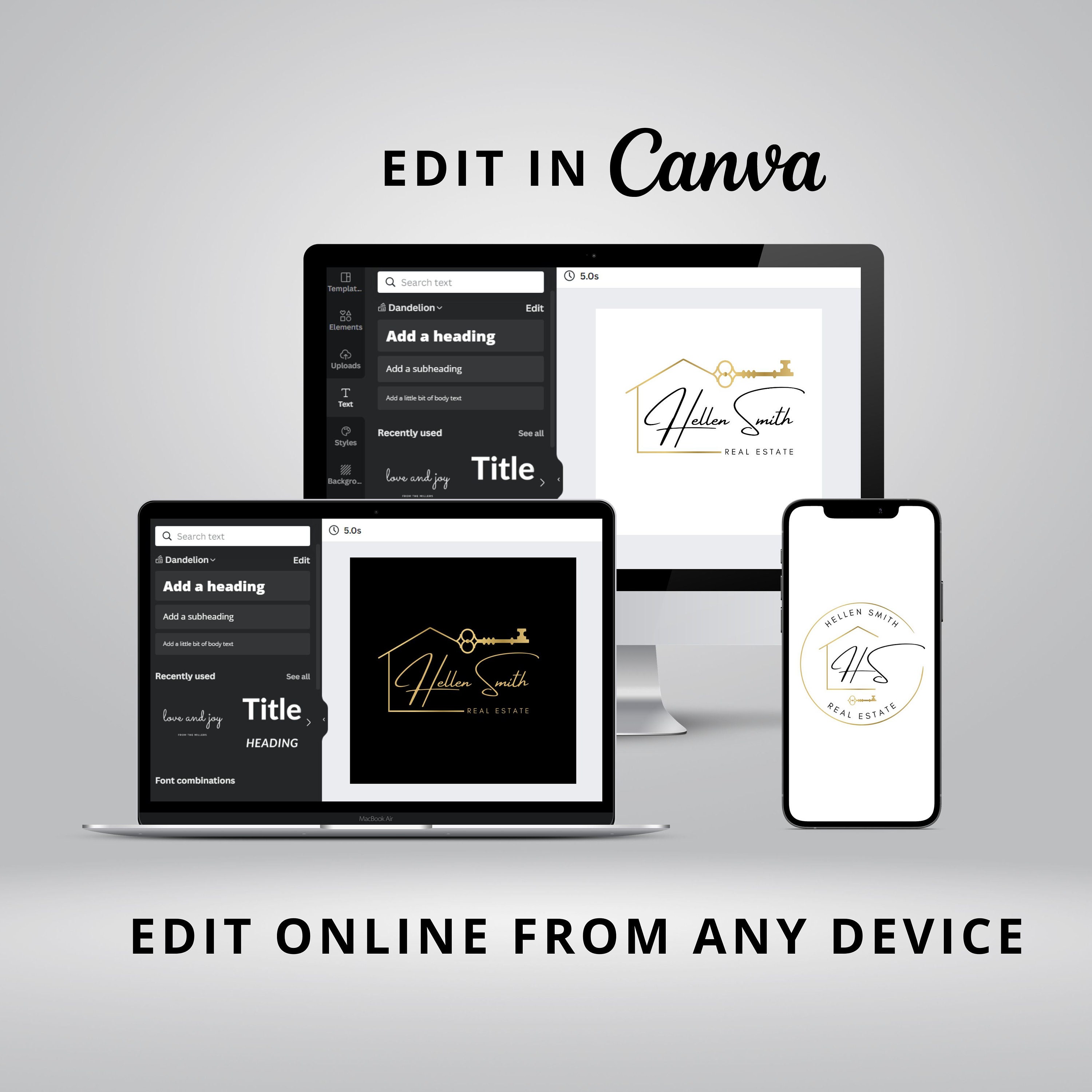 Real Estate Logo Design, Luxury House Editable Canva Logo Template, DIY ...