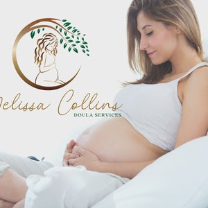 Doula Editable Canva Logo Template, Midwifery Premade Logo Design, DIY Tree of Life Logo, Pregnant Healthy Logo Design, Pregnant Woman Logo. image 2