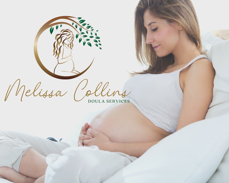 Doula Editable Canva Logo Template, Midwifery Premade Logo Design, DIY Tree of Life Logo, Pregnant Healthy Logo Design, Pregnant Woman Logo. image 2