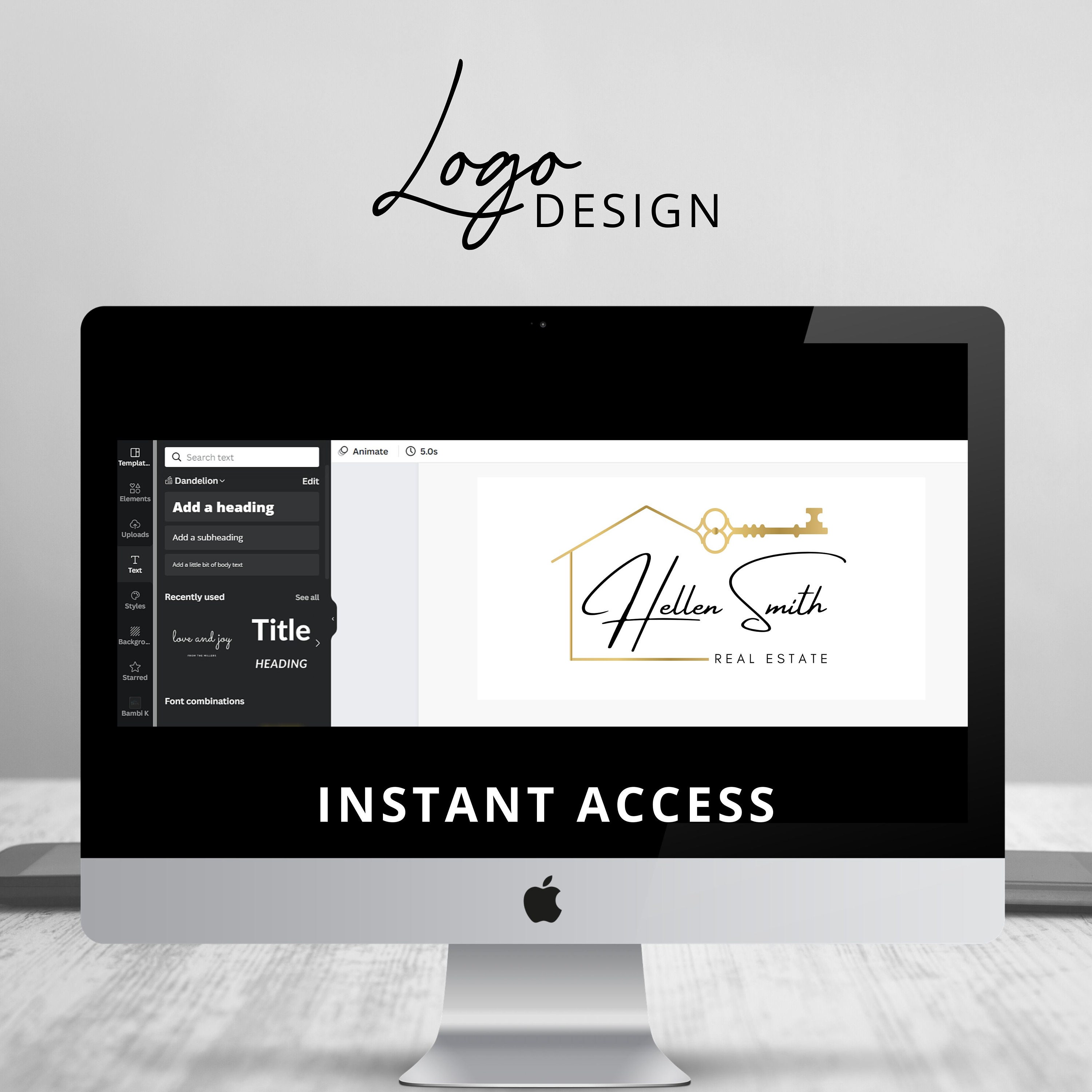 Real Estate Logo Design, Luxury House Editable Canva Logo Template, DIY ...