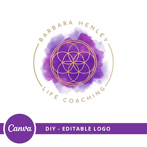 Flower Of Life Editable Logo, Holistic Logo Canva Template Design, Spiritual Logo, Life Coaching Logo, Sacred Geometry Logo, Wellness Logo.