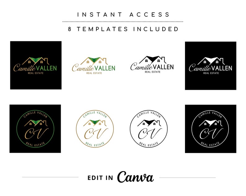 Real Estate Editable Logo Design, House Roof Canva Logo Template, Realtor Luxury House Logo, Real Estate Agent Branding, Instant Access. image 4