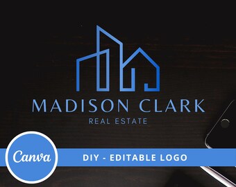 Real Estate Building Logo Design, Real Estate Canva Logo Template, Modern Building Logo, Realtor Logo, Investments Logo , DIY House logo.