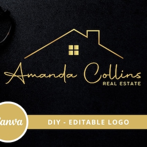 Real Estate DIY Logo Design, Editable Canva Logo Template, Realtor Logo Design, Guest House Logo, Real Estate Agent Logo, House Roof Logo. image 1