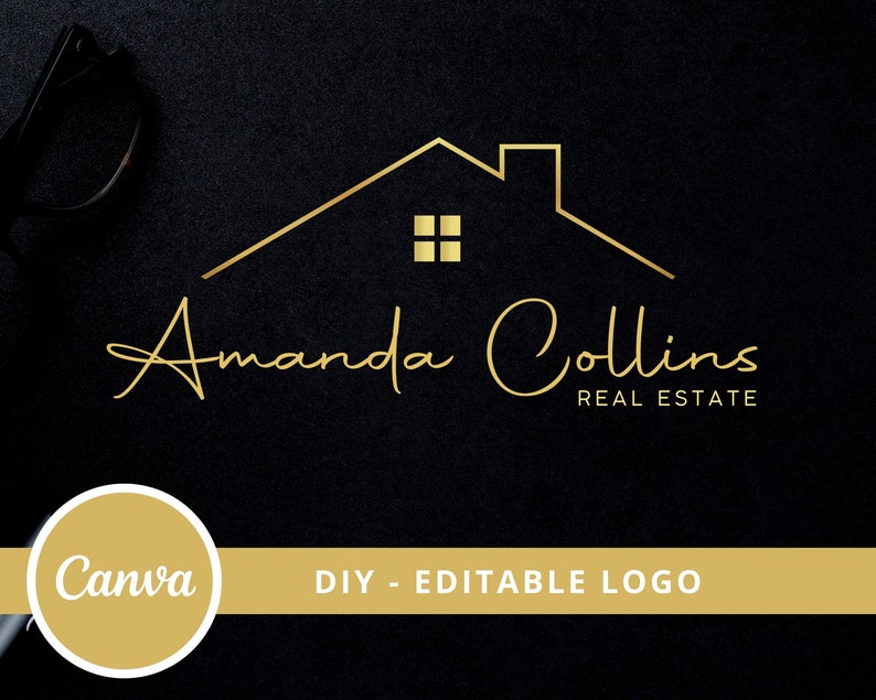 Real Estate DIY Logo Design, Editable Canva Logo Template, Realtor Logo Design, Guest House Logo, Real Estate Agent Logo, House Roof Logo. image 1