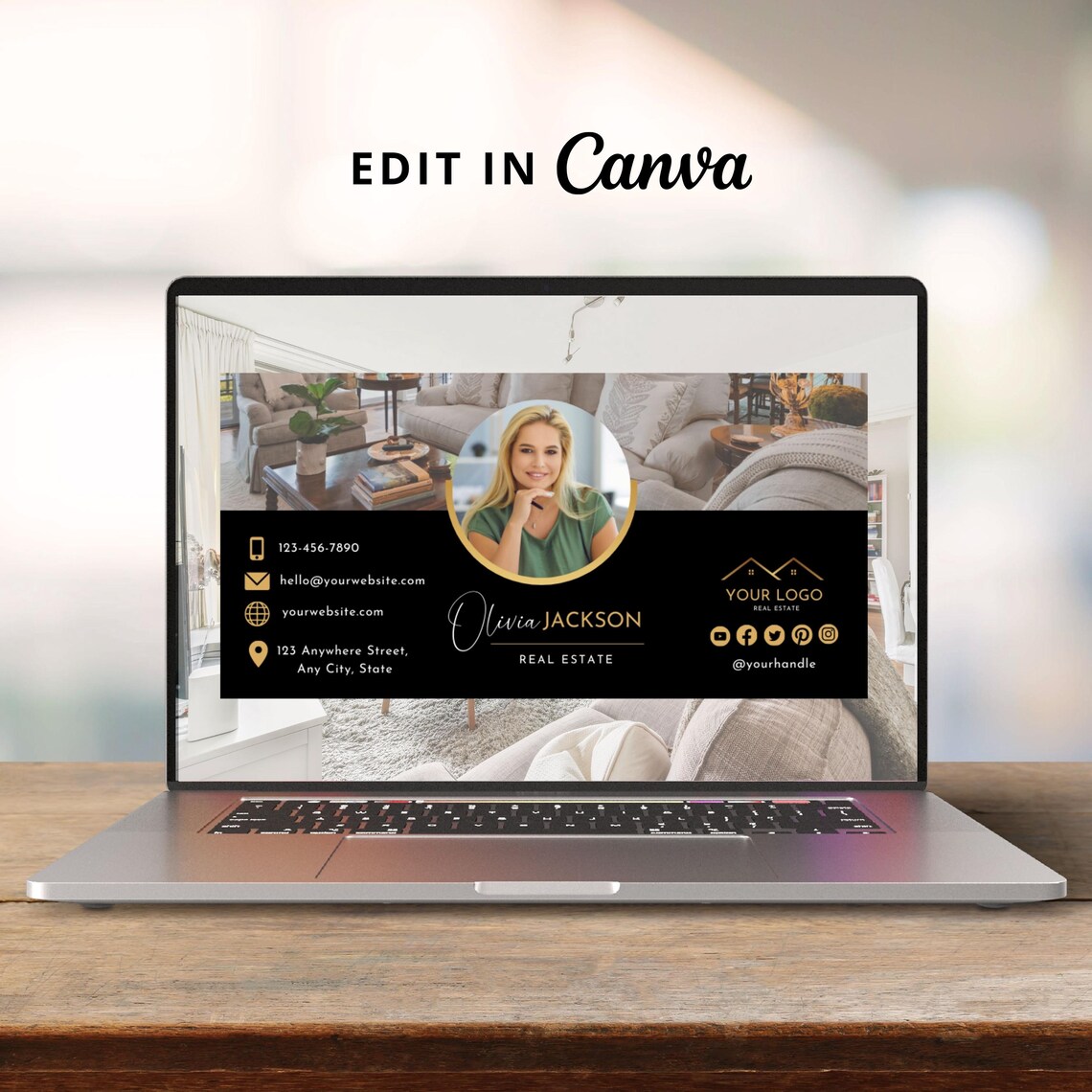 Realtor Email Signature Template, DIY Canva Design (digital Download