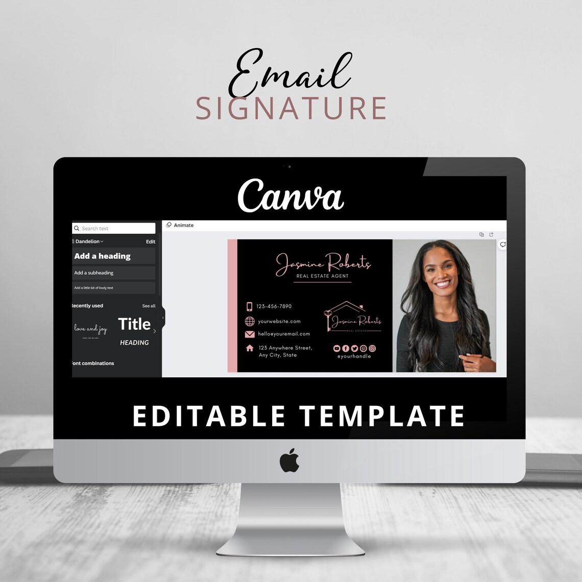 Realtor Email Signature Template, Canva DIY Design (digital Download