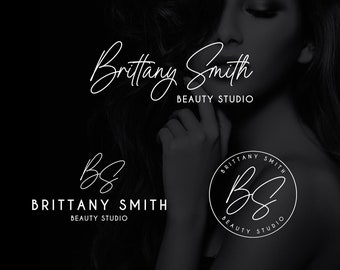 Elegant Photography Logo Design, Minimalist Calligraphy Watermark (Canva Template)