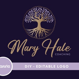 Tree of Life Canva Logo Template, Tree Editable Logo, DIY Life Coaching Logo, Yoga Logo, Psychology Logo, Healing Logo, Natural Therapy Logo image 1