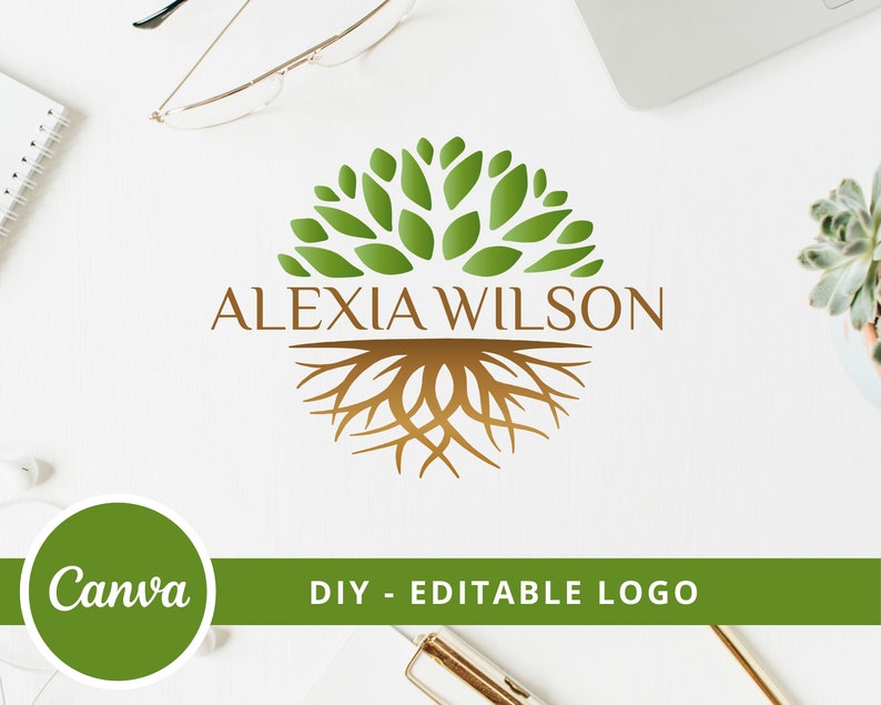 Tree Roots Mandala Logo, Tree of Life Canva Logo, DIY Life Coaching Logo, Yoga Logo, Psychology Logo, Healing Logo, Natural Therapy Logo. image 2