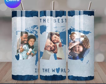 Dad Photo Tumbler Canva Template, Father's Day Gift (Digital Download)