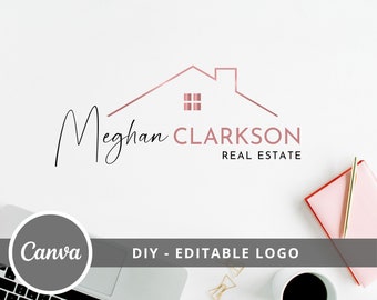 Real Estate DIY Logo Design, Editable Canva Logo Template, Realtor Logo Design, Guest House Logo, Real Estate Agent Branding Instant Access