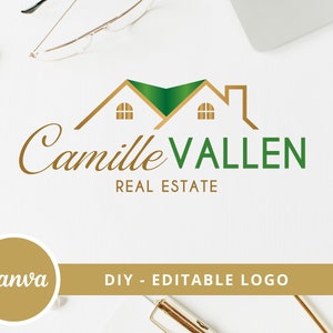 Real Estate Editable Logo Design, House Roof Canva Logo Template, Realtor Luxury House Logo, Real Estate Agent Branding, Instant Access. image 2